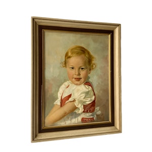 Vintage Original Oil Painting on Canvas. Portrait of Child. - Etsy
