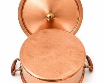 スイスSpring社　culinox銅片手鍋（Φ23cm）　蓋付き Vintage Spring Culinox Copper Casserole With Lid, Swiss Made 1.5L