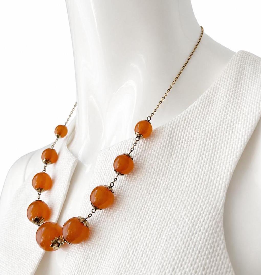 Soviet Baltic Amber and 875 Silver Necklace, Mid-century USSR - Etsy