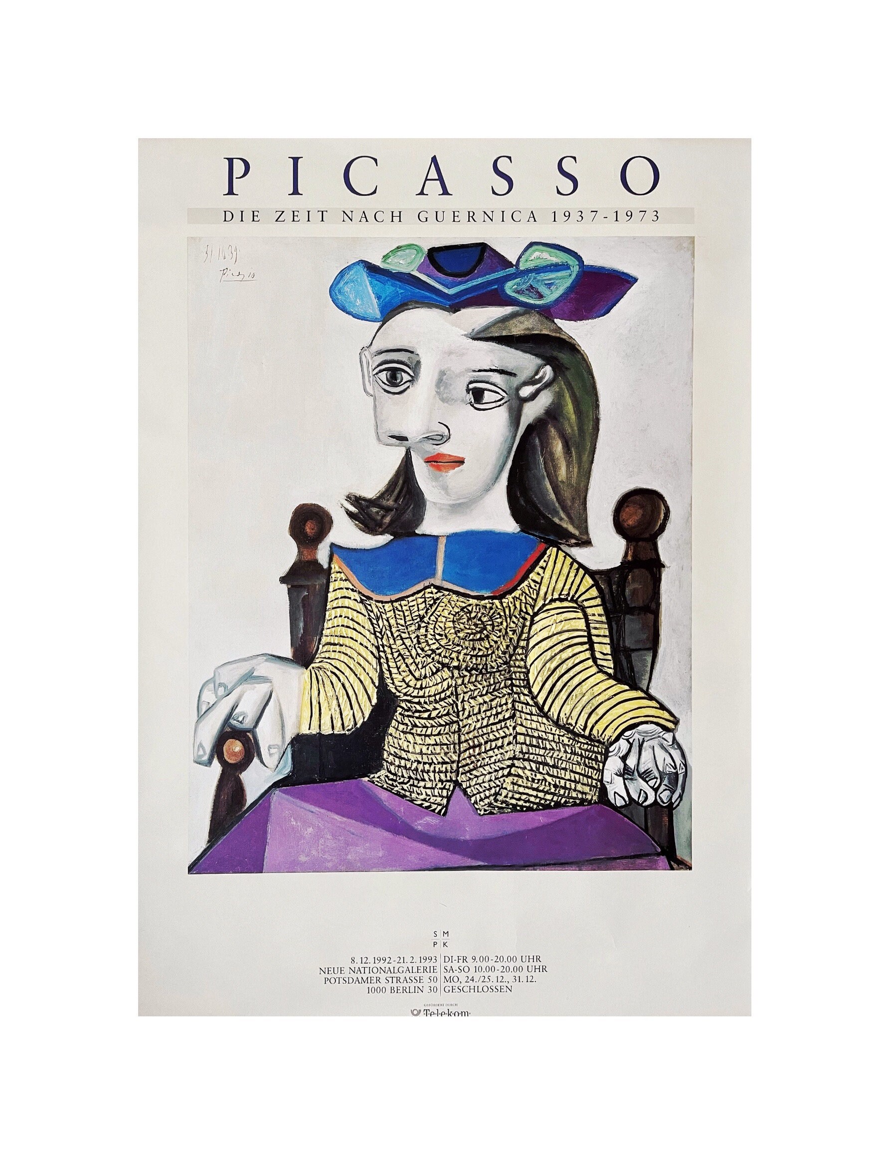 パブロ・ピカソ - 「黄色いセーター」。オリジナルポスター。1992年