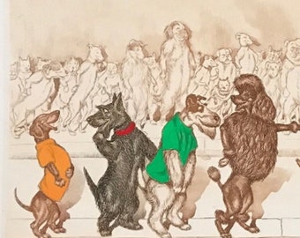 セール‼️ボリスオクライン、犬の絵　緻密な描写‼️手書き‼️ ボリス・オクライン作『パリの汚い犬たち』。オリジナル・サイン入り