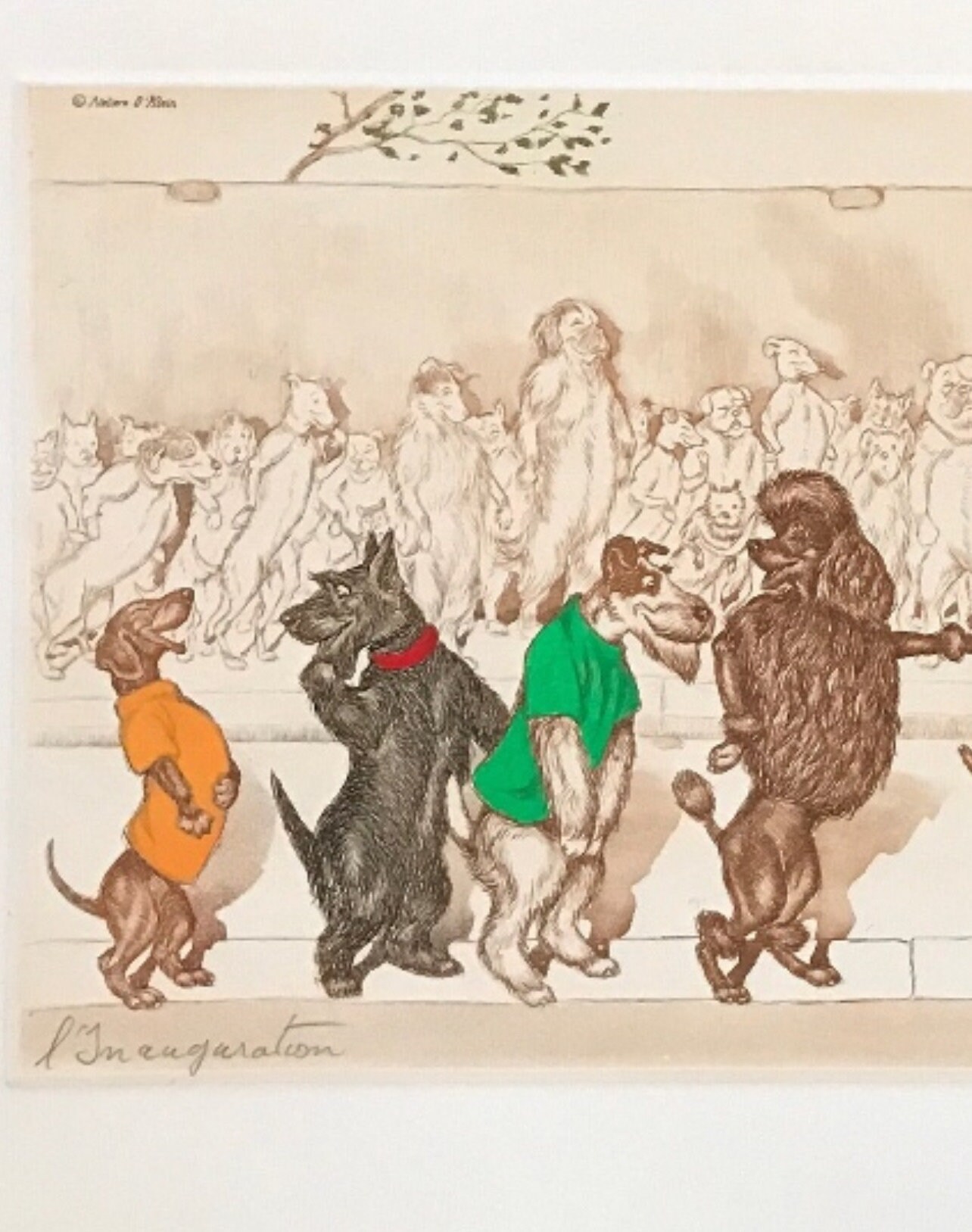 Boris O'klein, Dirty Dogs of Paris. Original Signed Etching