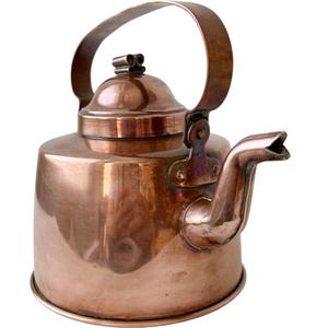 Antique Swedish Copper Kettle, Vintage Rustic Tea Pot, Scandinavian Country Kitchen Decor