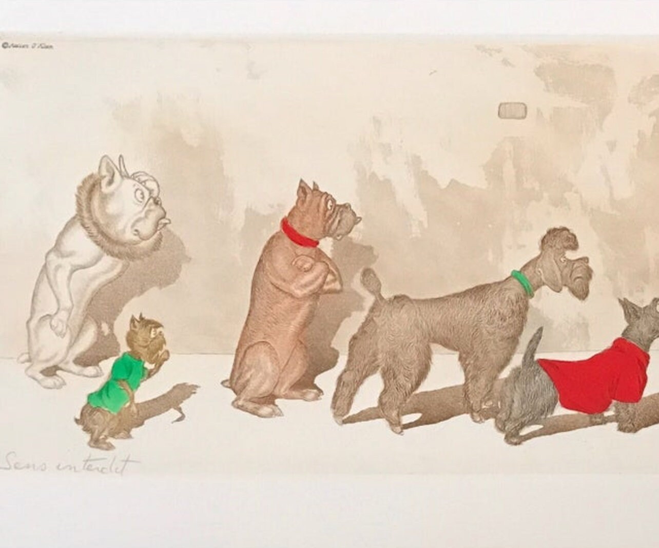 Boris O'klein, Dirty Dogs of Paris. Original Signed Etching