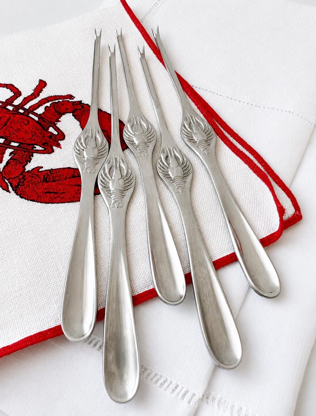 ハーバー　セット Vintage West German Lobster Forks Set, Stainless Steel Crab Picks