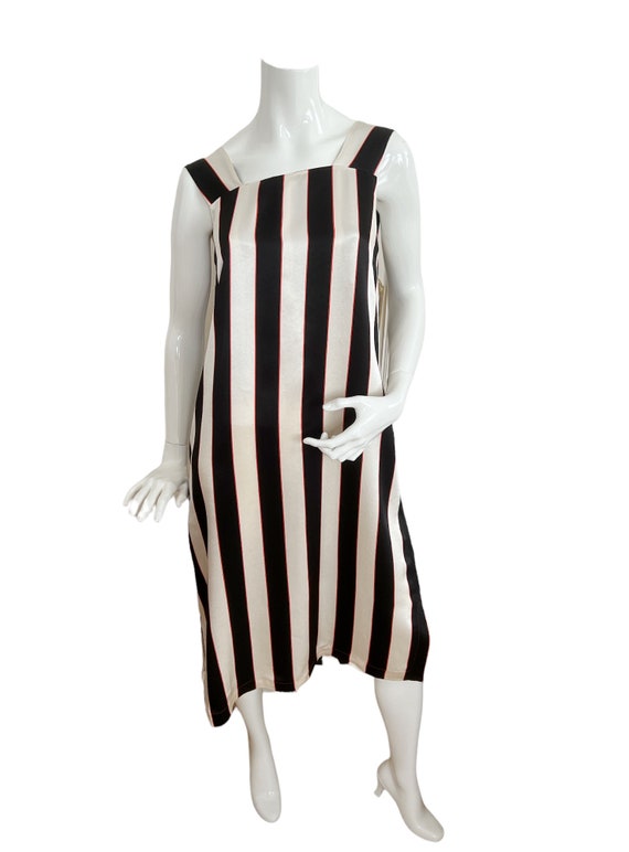 Viscose Satin Dress. Chic Slip Striped Vintage Dr… - image 9