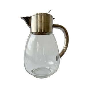 Vintage WMF Glass Carafe with Silver-Plated Lid & Handle – Twisted Stripe Design, 1960s Germany
