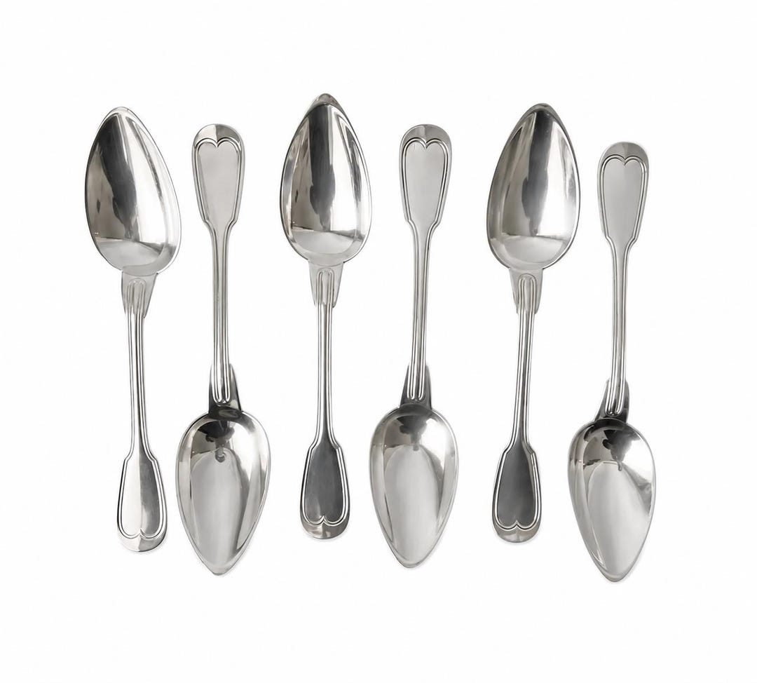 Set of 6 Christofle Silver-plated Dinner Spoons: Chinon Fiddle