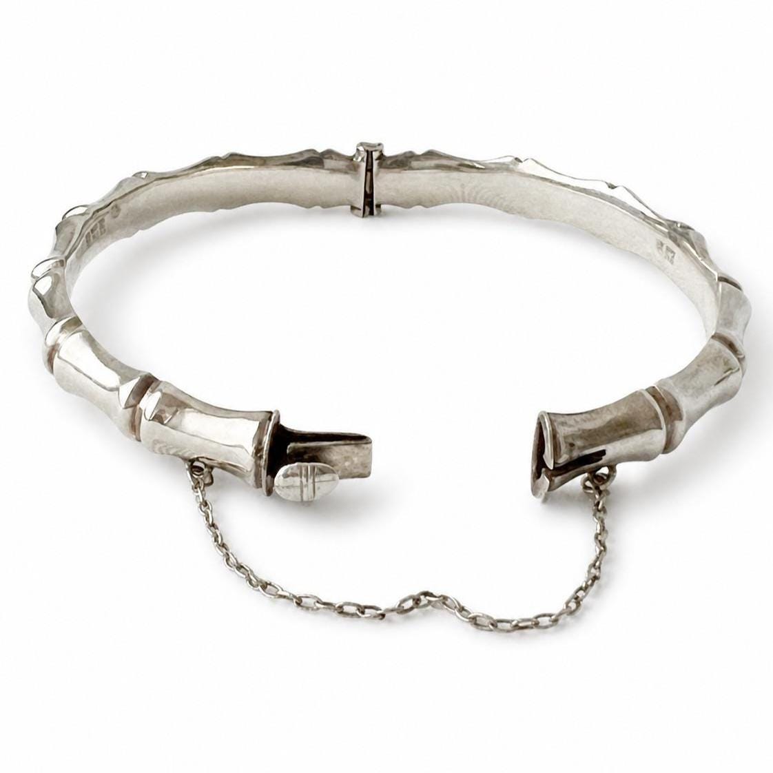 Vintage 1973 London Sterling Silver Bamboo Bangle - Etsy