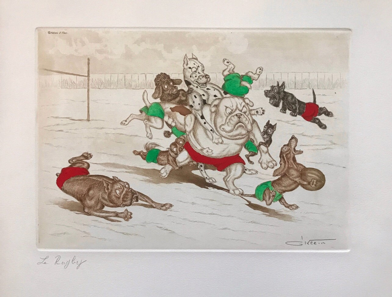 ボリス・オクライン作、「パリの汚れた犬たち」。オリジナル署名入り