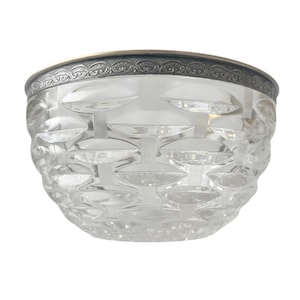 Vintage Art Deco Crystal Bowl with Silver-Plated Rim.