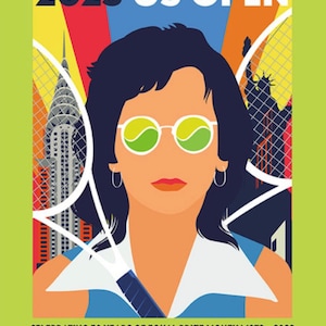 Official 2023 US Open Poster – Billie Jean King NYC Skyline – Designed by Camila Pinheiro