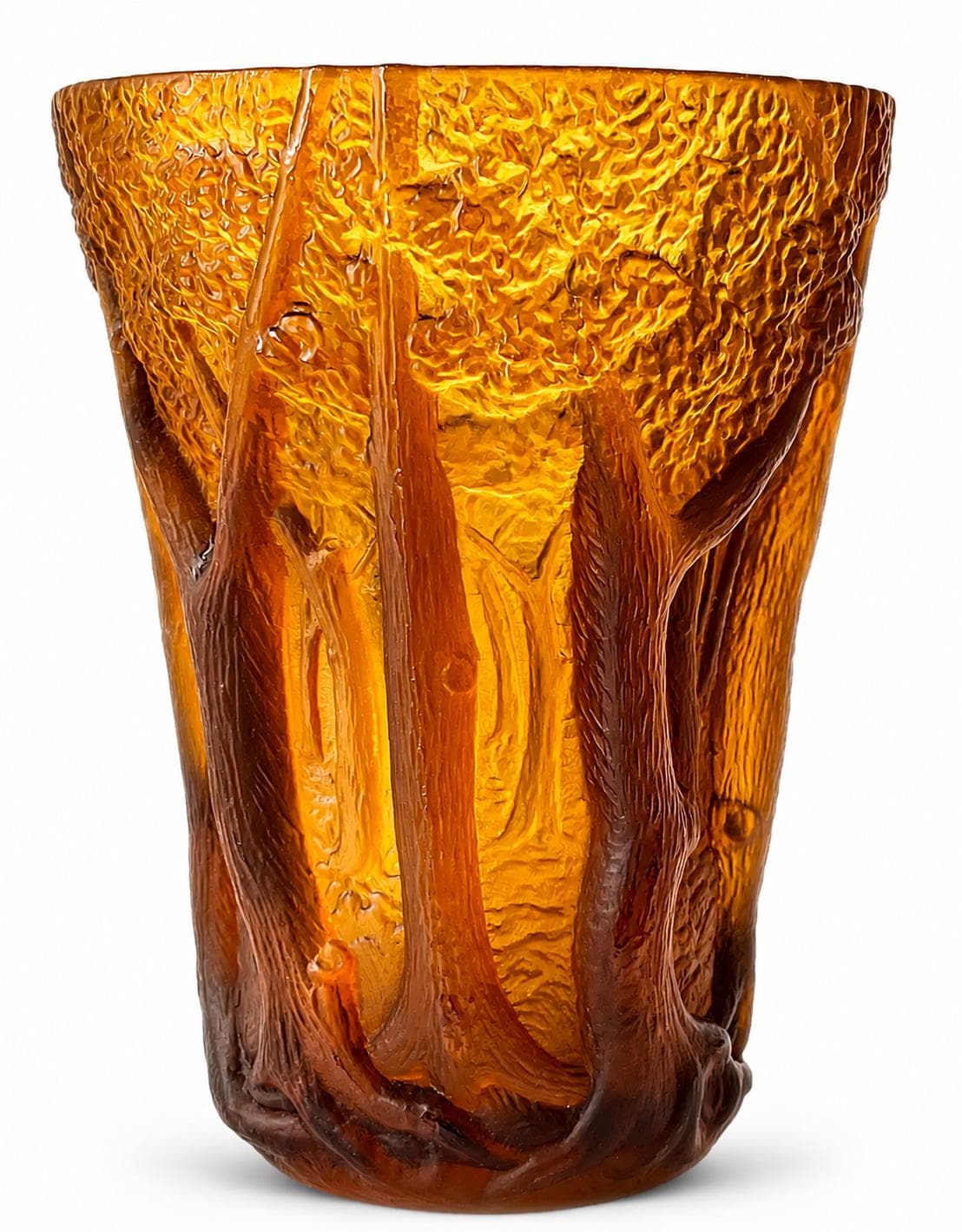 ヴィンテージ チェコアールデコ調 Josef Inwald Glassworks Art Deco Barolac Amber Glass Vase, Josef Inwald Dans La Forêt