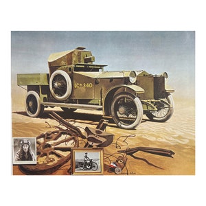 Rolls Royce. Silver Ghost. 1914. Rolls - Royce Armored Car. Vintage Cars Lithographs. 1971.