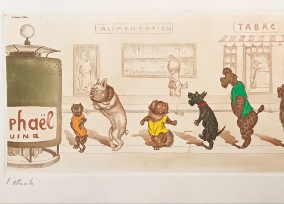 Boris O'klein, Dirty Dogs of Paris. Original Signed Etching. - Etsy
