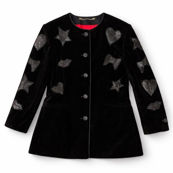 Vintage Escada Velvet Jacket Margaretha Ley Germany 80s 90s Beaded