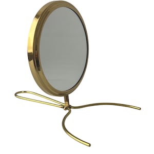 Vintage German Brass Two-Sided Vanity Mirror – Hand, Tabletop & Wall Mirror (1950s-60s)