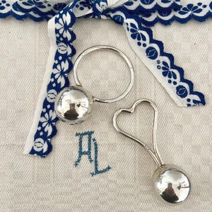 Sterling Silver Baby Rattle | 925 Marked | Choose Heart or Ring Handle | Christening or Baby Shower Gift