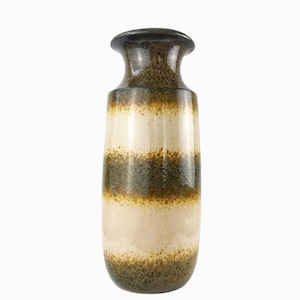 Vintage 1960s Glazed Ceramic Floor Vase by Scheurich, West Germany. Vintage Pottery.
