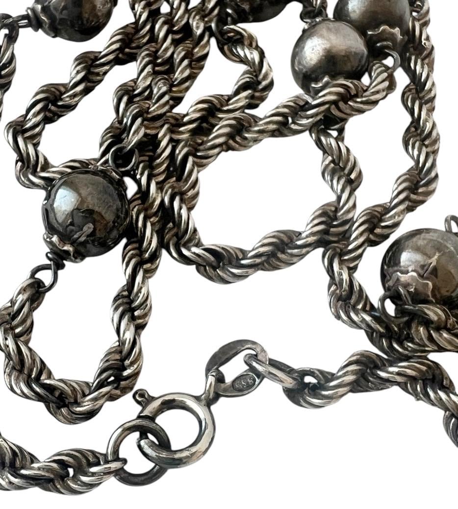 Vintage 835 Silver Beaded Necklace: Twisted Rope Chain, 80cm - Etsy