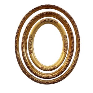Vintage Gilded Wooden Frames, Oval Gold Frames, French Rococo Style, Gallery Wall Decor