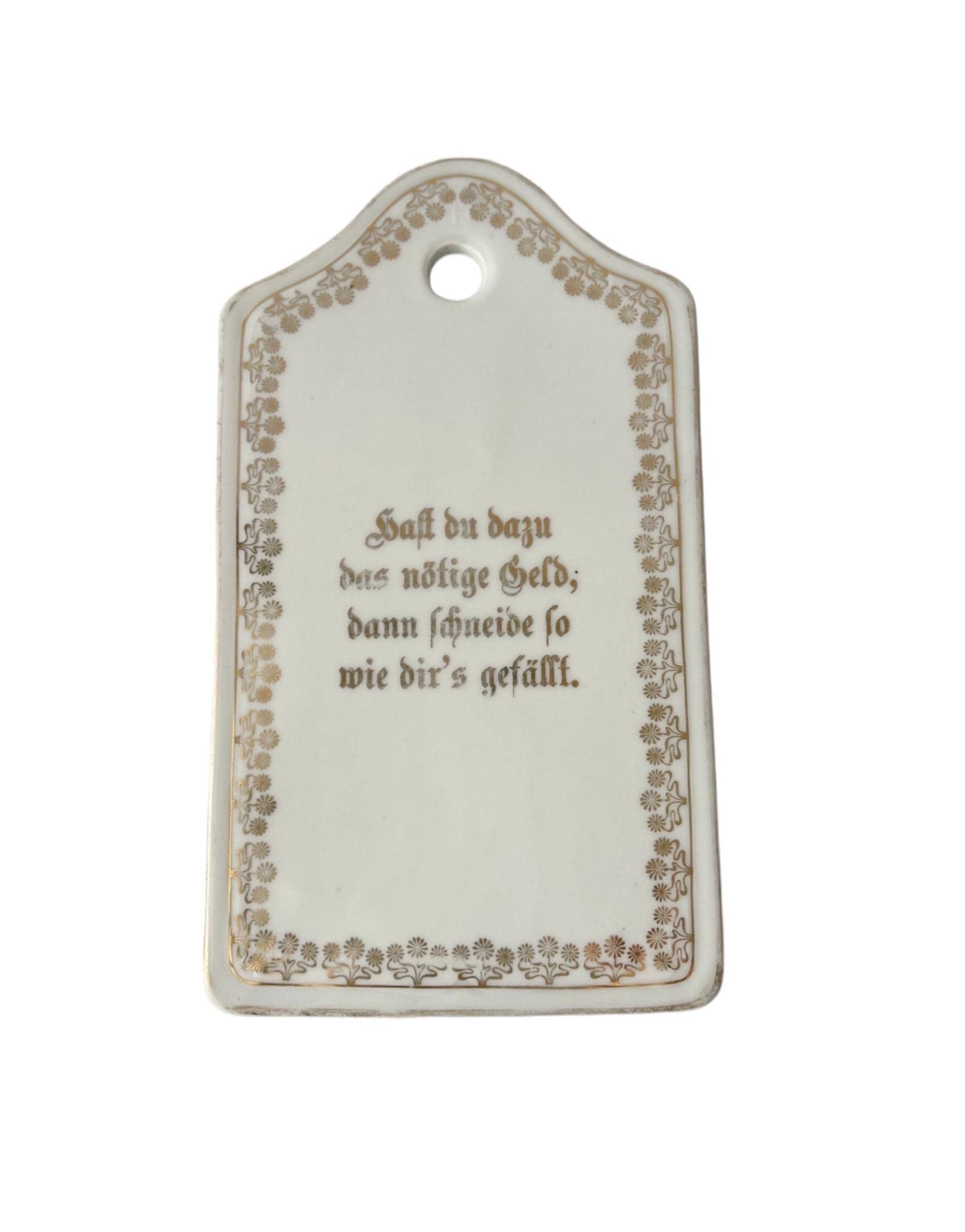 Antique German Porcelain Breakfast Board with Quote – Early 20th Century, 1910-1920s