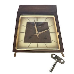 Vintage Mid-Century Art Deco Desk Clock by Urgena with Kienzle Mechanism
