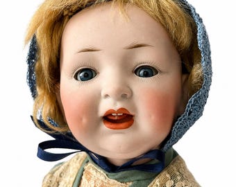 Antieke Duitse bisquepop Hertel Schwab, 35 cm gemaakt in Duitsland, ca. 1912