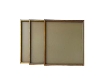 Vintage Set of Three Gilded Wood Picture Frames with UV Plexiglass