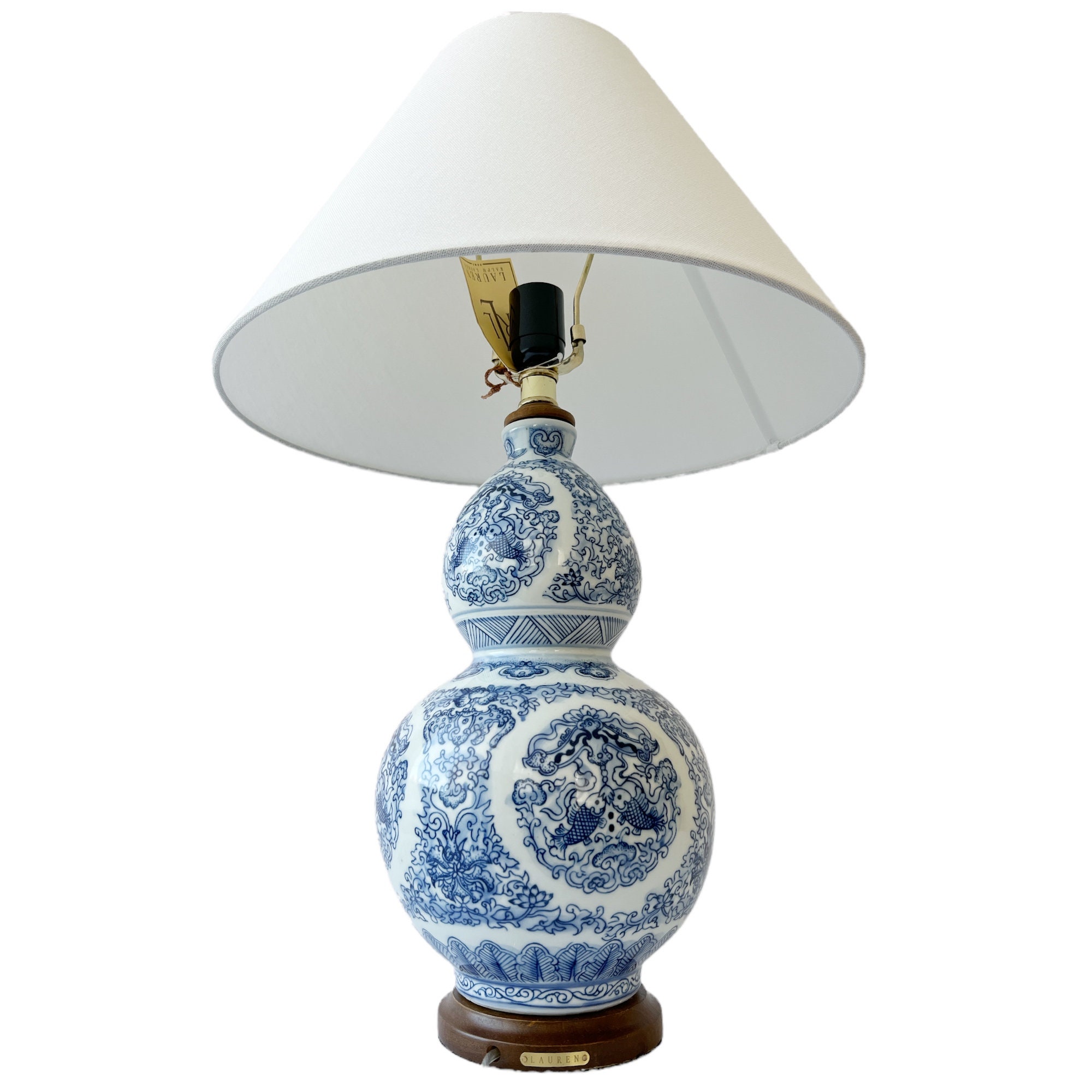 Ralph Lauren Large Lamp. Blue and White. - Etsy New Zealand