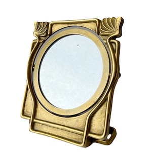 Vintage Art Nouveau / Art Deco Cast Bronze Swivel Vanity Mirror & Photo Frame – Dual Function