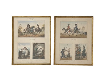 Antique Lithographs "Scenes of life" after Carle Vernet by Victor Adam- 1831, France.