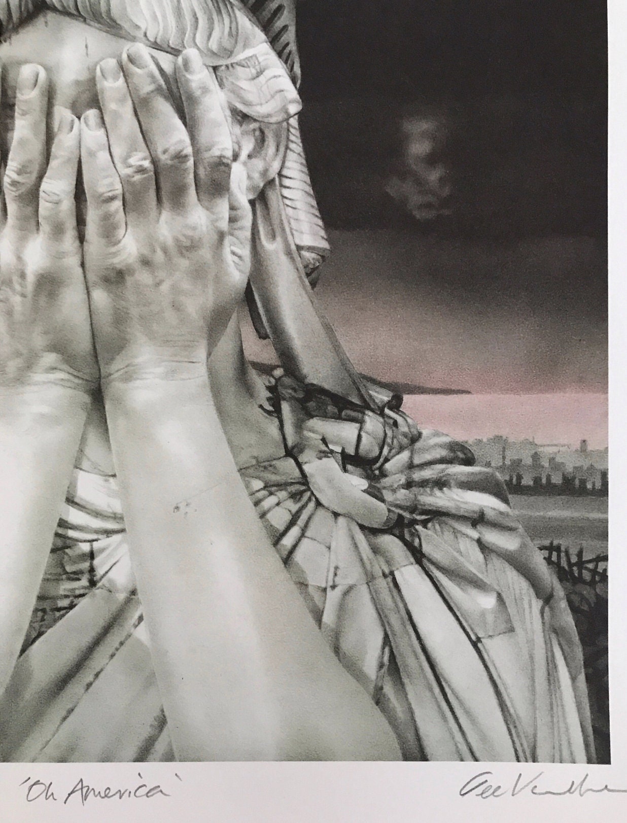 Gee Vaucher, Oh America, Original Lithograph Print, Signed
