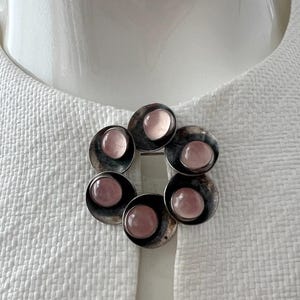 Vintage brooch by Niels Erik From with Rose Quartz Cabochon.Danish Modernist Jewellery.