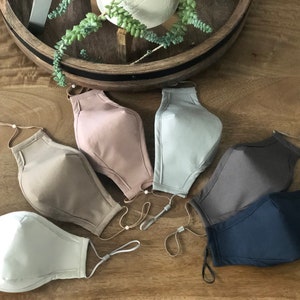 Neutral, grey Fabric Face Mask with Filter pocket 3 layers of fabric 100%cotton high quality handmade washable,reusable,noseguard,comfort