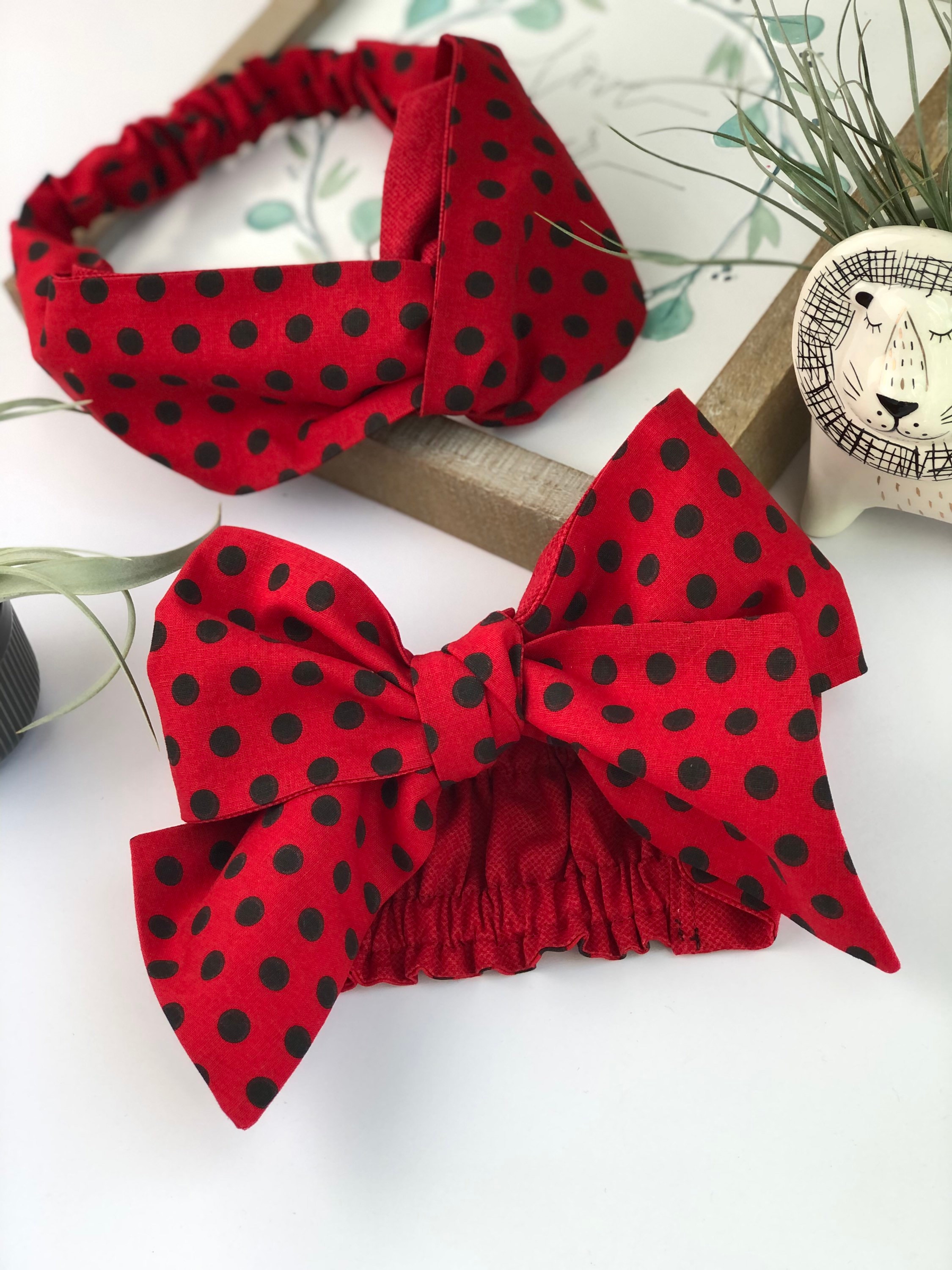 Cute Lady bug Red large Bow Baby headwraps,MOM & ME Baby/child SET headbands,lady bug costume matching headbands for mom-child