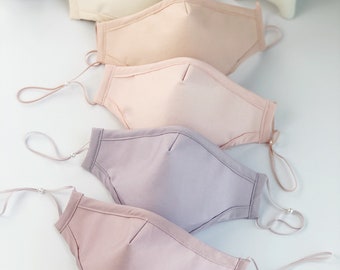 Pastel Pink Cotton Face Mask: Handmade, Washable, with Filter Pocket