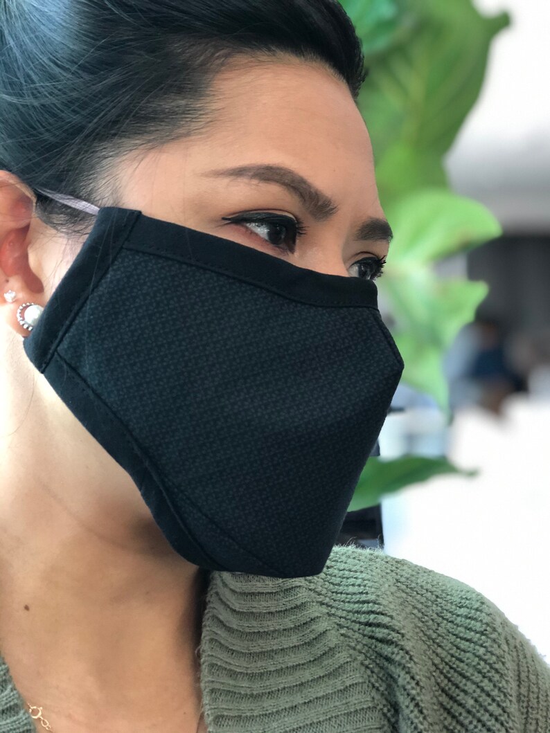 Black Formal Face Mask with Filter pocket 3 layers of | Etsy
