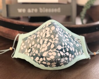 Gezichtsmasker van aquabatikstof: 3-laags katoen met filterzak