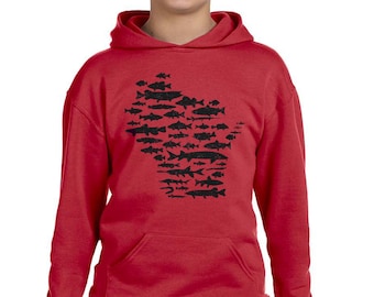 Kids Fish of Wisconsin — Youth Hoodie by Ryan Ebert