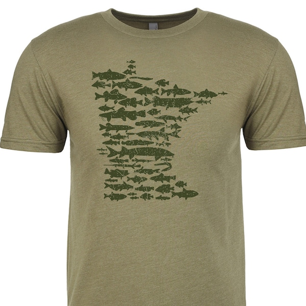 Fish of Minnesota — Green Graphic T-shirt by Ryan Ebert