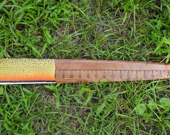 Brook Trout pattern fish measuring board made from old fur stretcher — Collectible Handmade by Ryan Ebert