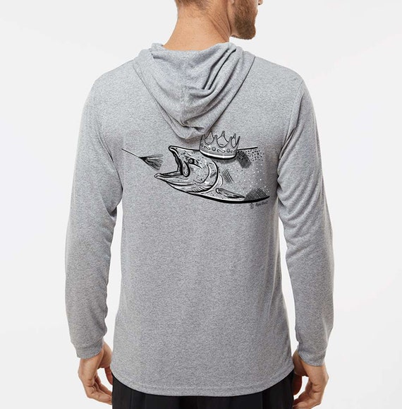 King Salmon Long Sleeve Hooded Fishing Shirt by Ryan Ebert 
