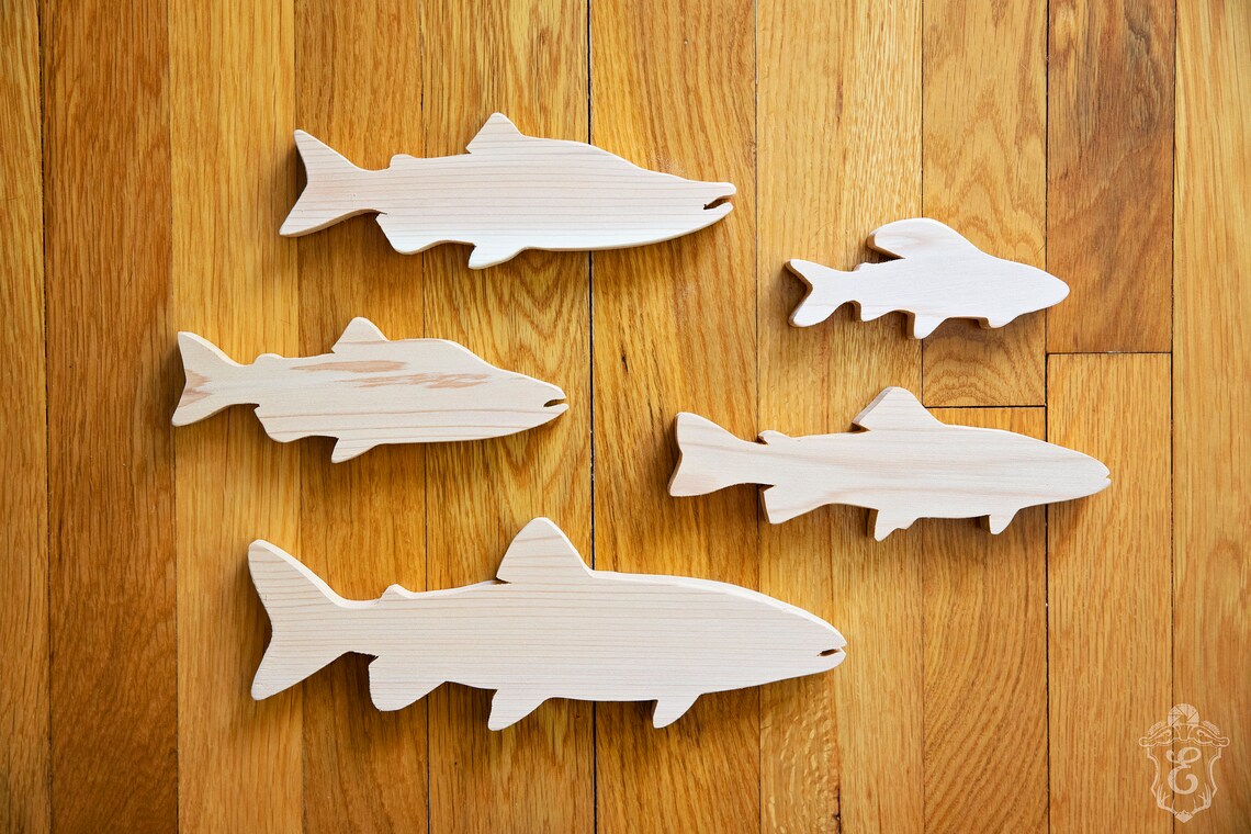 Handmade Trout Salmon Wood Fish Cutouts Fun Kids Activity - Etsy