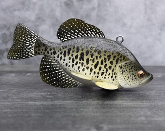 Black Crappie Fish Decoy — Collectible Handmade by Ryan Ebert