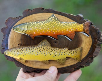 Mini Trout Plaque — Collectible Handmade Wood Carved Fish Plaque by Ryan Ebert