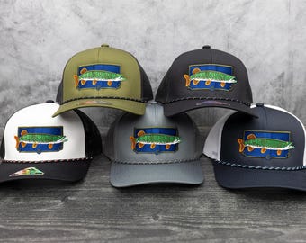 Embroidered Musky Design by Ryan Ebert — Classic Snapback Trucker Hats