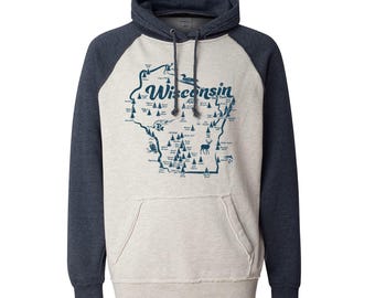 Wisconsin State Parks — Vintage Style Raglan Hoodie by Ryan Ebert