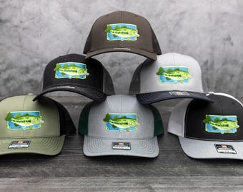 Large Mouth Bass — Embroidered Richardson 112 Snapback Trucker Hats by Ryan Ebert