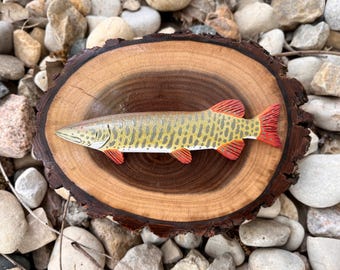 Mini Musky Plaque — Collectible Handmade Wood Carved Fish Plaque by Ryan Ebert